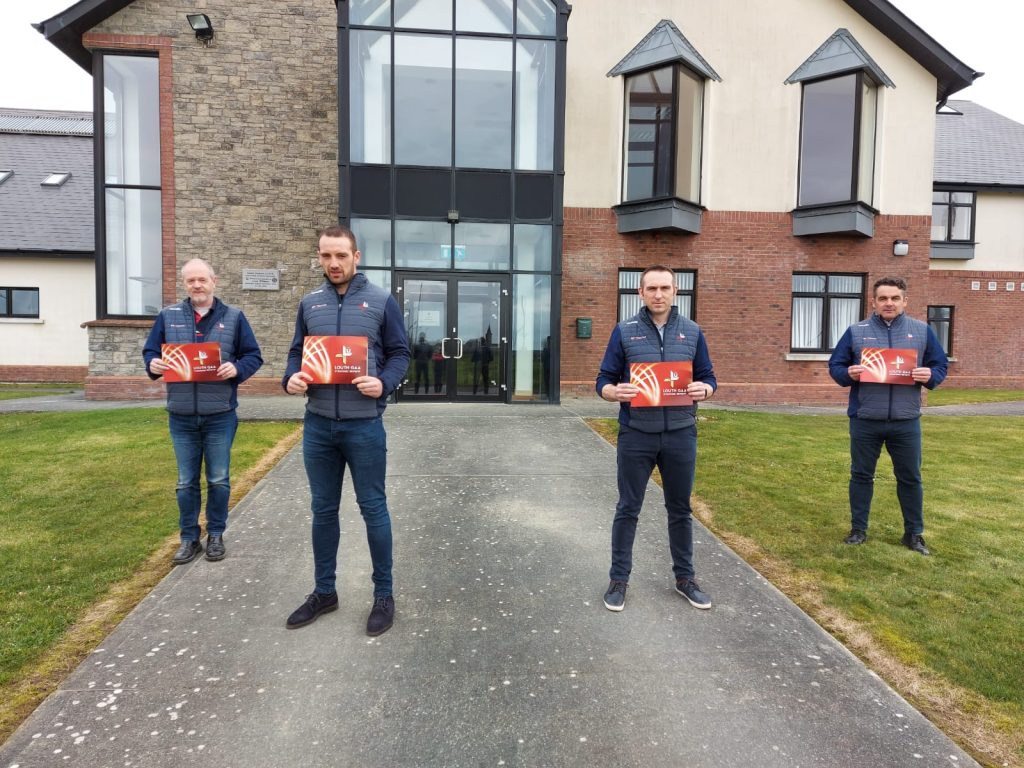 Louth GAA Vice Chaiperson Sean McClean, Development Officer and Review Lead Derek Crilly, Operations Manager Francie McMullen and Co.Secretary Bob Doheny